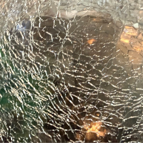 Vintage Footed Brass Stand With Crackle Glass Bowl Insert - Picture 8 of 8